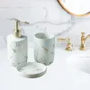 Holders 3/4Pcs Bath Bathroom Accessories Set CERAMIC Marble Look Single Designer Soap Lotion Dispenser Toothbrush Holder Soap Dish