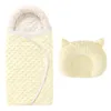 Minky Dot Sac de couchage pour bébé Emmaillotage pour bébé Couverture de réception Literie confortable Enveloppe de berceau Sac de nuit pour bébé Housse de poussette avec oreiller