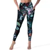 Pantaloni attivi Leggings floreali bianchi Tasche Stampa fiore di loto Stampato Yoga Vita alta Fitness Palestra Legging Divertente elastico