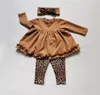 Herbst Winter Kleinkind Kinder Baby Mädchen Kleidung Trainingsanzug Sets Rüschen Langarm Tops Leopard Hosen Kopfbedeckung Outfits 2108049829888