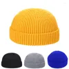 Berretti invernali unisex Beanie Hat Hip Hop Uomo Tinta unita Skull Caps Moda Melone Cappelli in pelle Outdoor Warm Roll Up Edge Berretto lavorato a maglia