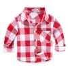 Spring Autumn Striped Boys Shirts Baby Kids Cotton Shirt Casual Fashion Plaid Bluses For Children 16 Colors Camisas Para Hombre 240219