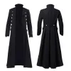 QNPQYX Heren Trench Cosplay Jackets Midden-Century Renaissance Goth Double Breasted Slim Vintage Coat Stage-kostuum