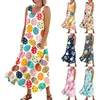 Casual Dresses Party Fashionable Easter Print Ankle-Length For Women Round Neck Sleeveless Frocks Vestidos Cortos