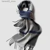 Scarves High Quality Plaid % Wool Scarf Men Stripe Cashmere Thick Warm Muffler Male Autumn Winter Thermal Pure Wool Shawl Gentlemen Q240228