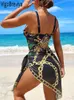 VigoBeviya 2023 Sexy Print Strapped 2 Piece Swimwear Women Push UP Swimsuit Monokini Backless Bathing Suit 240219