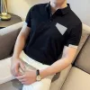 Korean Fashion Patchwork Polo-Shirt für Männer Kurzarm Casual POLO Shirts Slim Fit Sozialen Büro Revers T Tops Männer kleidung