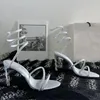 Sandales à talons hauts Chaussures Strass pour femmes Enveloppement de cheville High Hee Mariage Cristal incrusté Serpent Luxe Designer Mode 9.5cm RC Cleo Rene Caovilla avec boîte