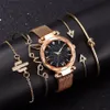 Mode Armband Horloges Dames 5 Stuks Set Luxe Rose Goud Dame Horloges Sterrenhemel Magneet Gesp Gift Horloge voor Vrouwelijke 201204249x