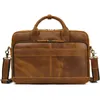 Briefcases A4 Top Grain Genuine Leather Executive Women Men Briefcase Cowhide Messenger Bag Portfolio Brown Black Coffee Vintage M3319