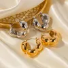 Hoop Earrings IVIAPRO Jewelry Trendy 18K Gold Plated Flower Stainless Steel Three Hemispherical Chunky For Women