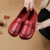 Casual Shoes 2024 Style Loafers With Flat Tendon Bottom Korean Simple Genuine Leather Women Comfortable Mother