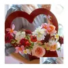 Gift Wrap Hand Held Flower Box Heart-Shaped Bundle Fresh Love Basket Portable Paper Flowers Packaging Bag Drop Delivery Home Garden Dhw3P