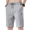 Shorts pour hommes été solide décontracté hommes de haute qualité affaires sociales taille élastique glace soie plage mâle lâche Sport pantalons courts