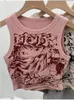 Débardeurs pour femmes American Retro Femmes Imprimer Sans Manches Crop Top Débardeurs Sexy Gilet Court T-shirt Punk Fille Streetwear Camisole