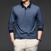 Top Grade Fashion Brand Men Plain Polo Shirts For Men Solid Color Casual Designer Long Sleeve Tops Mens Clothing 240223