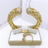 Bracelet For Women Fashion 18K Gold Plated Copper Bangle Ring Set Zirconia Luxury Dubai Jewelry Trendy Wedding Party Accessories 240219