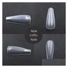 False Nails Nya 500 stycken Ballett Artificial Nails Tips Professional Long Fl er Coffin Fake Nail Gourd Stiletto Manicure Drop Delivery Dhyew