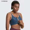 Outfits Syrokan Women's High Impact Zipper Front Non -Padded Wire Free X Back Sports Bra
