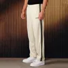 Calças masculinas estilo americano sweatpants fita listrada retalhos bordado casual jogger ginásio esportes fitness treinamento