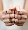 Retro Colorful Crystal Stone Ring Set Ladies New Fashion Party Wedding Jewelry Whole6350376