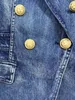 Abito da donna in denim blu Custom Made Slim Fit doppio petto Sfilata di moda Giacca da donna Blazer Guest Wear One Piece