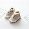 Stövlar högkvalitativa baby päls stövlar mode crosstied skosnör barn korta stövlar fluffiga ny nyfödda utomhus promenadskor barn f10111