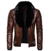 Punk vent hommes veste en cuir PU couleur unie col de fourrure rivet amovible loisirs Style rétro mâle manteau de fourrure vêtements d'extérieur S-2XL240228