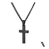 Pendant Necklaces Mens Stainless Steel Cross Pendant Necklaces Men S Relin Faith Crucifix Charm Titanium Chain For Women Fashion Jewel Dhtvn