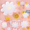 New 10/20Pcs Shape Plates White Paper Food Plate Summer Spring Daisy Flower Party Decor For Girls Baby Shower