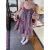 Robes décontractées sans manches femmes vitalité colorée plis lumineux plaid streetwear vacances douce robe d'été étudiants robes