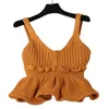 Women's T Shirts Women Knit Crochet V Neck Vest Cami For Tank Crop Tops Shirt Ruf N7YF