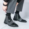 High Boots Dress Elegant Man Top Pointed Toe Shoes Men's Formal Comfort Zipper Men Black Ankle Botin
