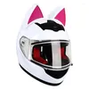 Motorcycle Helmets Women Helmet Cute Cat Ears Girlfriend Gift DOT Approved Winter Riding Full Face Removable