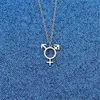 10PCS Transgender Symbol Pendant Necklace Male and Female Trans Gender Sign Stainless Steel Lgbt Queer Bisexual Lesbian Pride Gay Charm Chain Choker