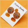 Dangle & Chandelier Basketball Rhinestone Round Yellow Softball Stud Earrings Gift For Sports Mom Spots Team Her Fashion Earring Hook Dh0Kf