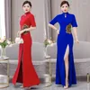 Этническая одежда 2024, китайское винтажное платье, улучшенное Cheongsam, национальная цветочная вышивка, вечернее банкетное Qipao, элегантное восточное платье