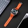 Designer Luxury Fluororubber Sport Straps with Transparent Cases for Apple watch 44mm 45mm Modification Kit iwatch silicone Bands and PC Clear Cases designerBNBFB