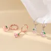 Stud Earrings VOQ Silver Color Fruit Cherry Pendant Ladies Pink Zircon Fairy Fashion Bohemian Jewelry Gift