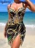 VigoBeviya 2023 Sexy Print Strapped 2 Piece Swimwear Women Push UP Swimsuit Monokini Backless Bathing Suit 240219