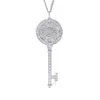 t Key Shaped Necklace 18k Solid White Gold Pendant Sunflower Necklaces Original Standard Necklace Diamond Jewelry