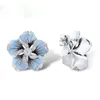 Boucles d'oreilles Buyee 925 en argent Sterling boucle d'oreille élégante lumière blanc Zircon émail excellente fleur pour les femmes fille bijoux de mode
