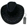 Berets LED Top Hat Western Cowgirl Wide Brim Glowing Fashion Fedora Musical Festival Party Novelty Cosplay Drop