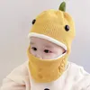 Bérets tricotés chapeau couleur unie bonnets pour enfants garçons et filles hiver enfants dessin animé dinosaure bébé