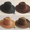 Berets Western Men Rider Hat Deerskin Fleece Cool Sun Cowboy Areia Pele À Prova de Vento Acessórios Grande Corda Cor Sólida Decoração