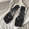 la fila sandalias tacón gato cuero dedos cuadrados pequeños tacones gatitos chanclas Zapatos de vestir stiletto Sandalias de diseñador de lujo para mujer Calzado de fábrica