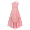 Care Kinder Blumenmädchen Kleid Teenager Hochzeit Brautjungfer Onedoulder formelle Party Sommer Maxi Kleid für Erste Gemeinschaft Abend Proms