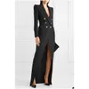 Kadınlar Suits Blazers Womens Suits Siyah Gece Altın Çifte Breasted Ladies Uzun Ceket Takım Prom Konuk Resmi Terazi Blaz DHBE8