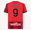 Giroud 23 24 25 Soccer Jersey Pulisic Reijnders Koche Koche de Ketelaere Rafa Leao Theo Shirt AC 2024 2025 MEN KITS KIT BOYS UNIORIP