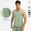 Lu Yoga Lemon Algin Men Gymkläder ärmlös sportträning Vest Running Training Tank Top Elastic Fitness Breattable Man ActiveWear LL CLO